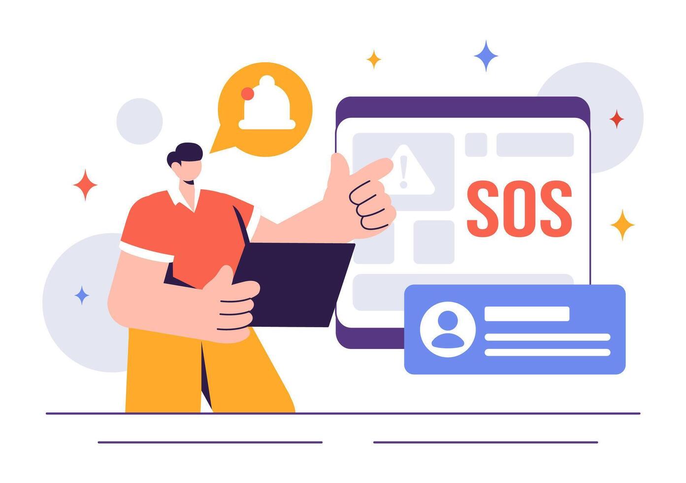 Emergency SOS Illustration Showing People in Critical Situations like Getting Lost, Drowning, or Stranded vector