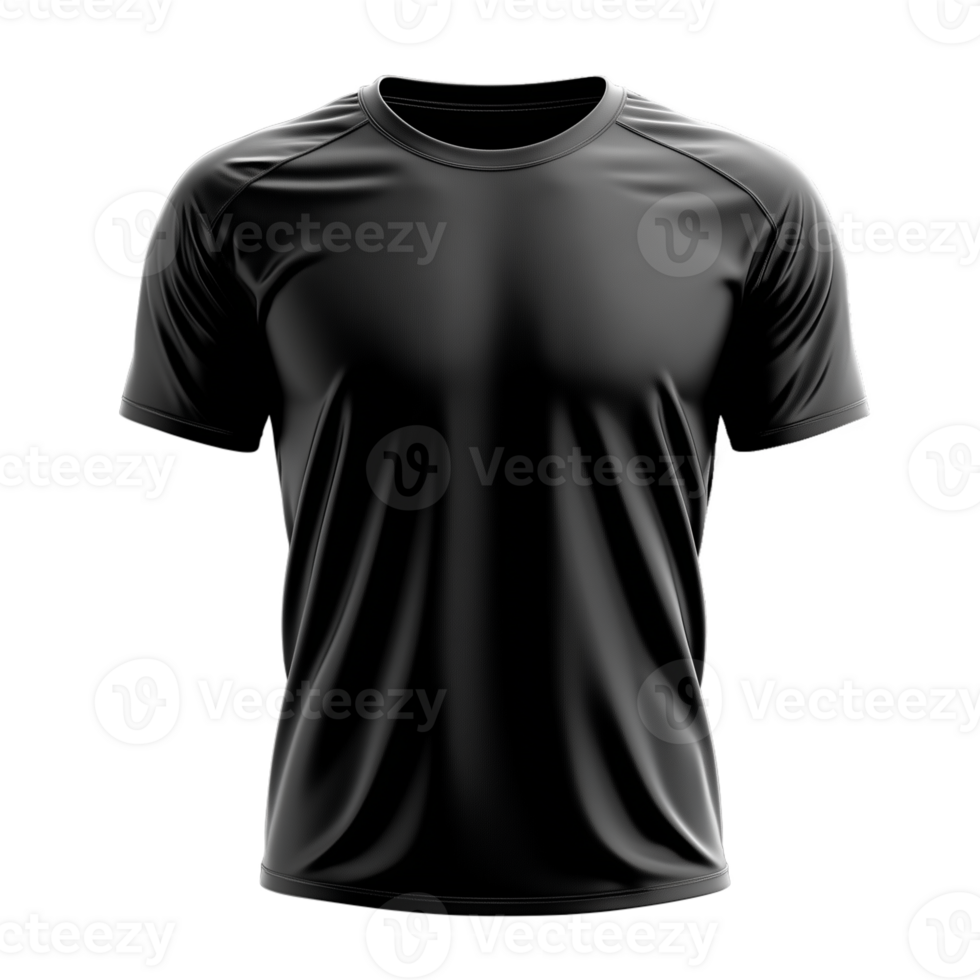 Black shiny tshirt isolated on transparent background png