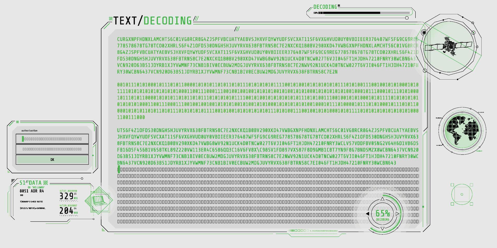 Design of a software interface for text decoding. vector