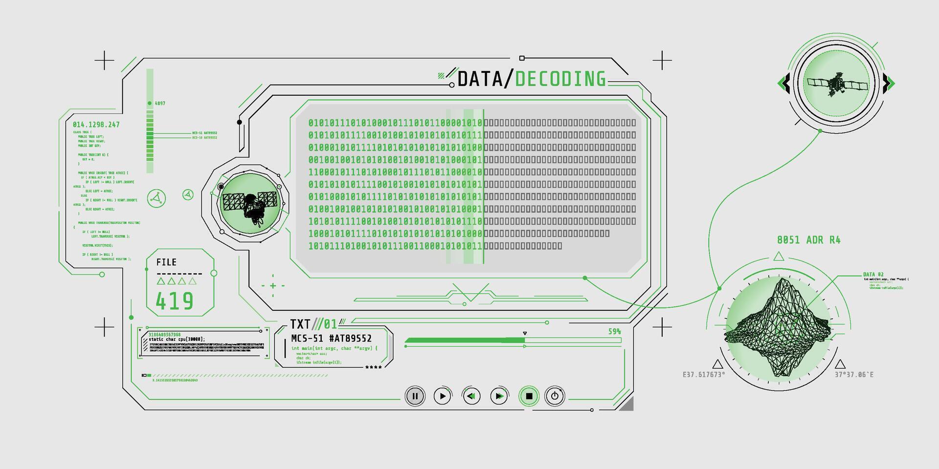 Interface for decoding object data received from satellite. vector