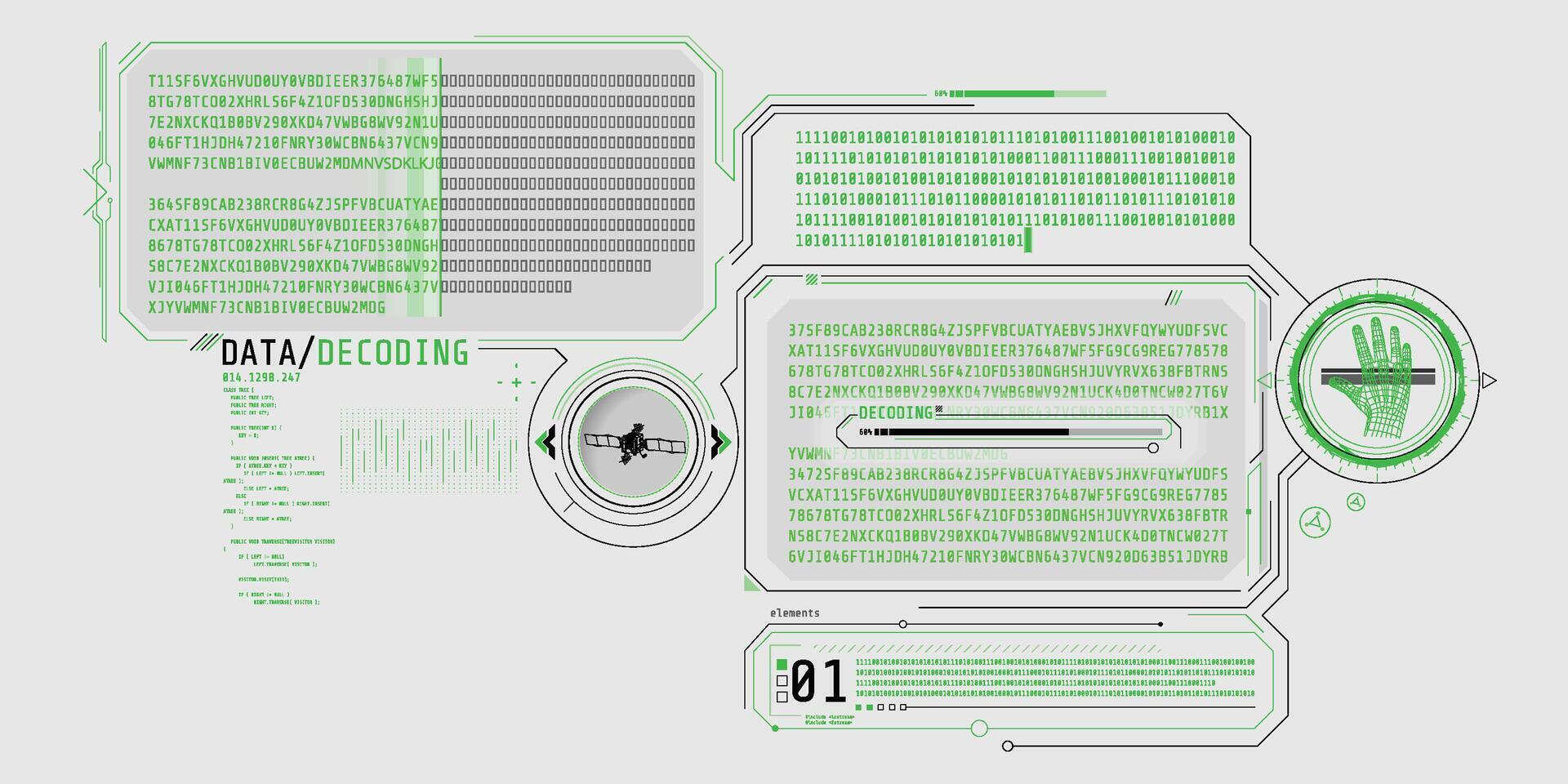 HUD interface design for decoding satellite signals. vector