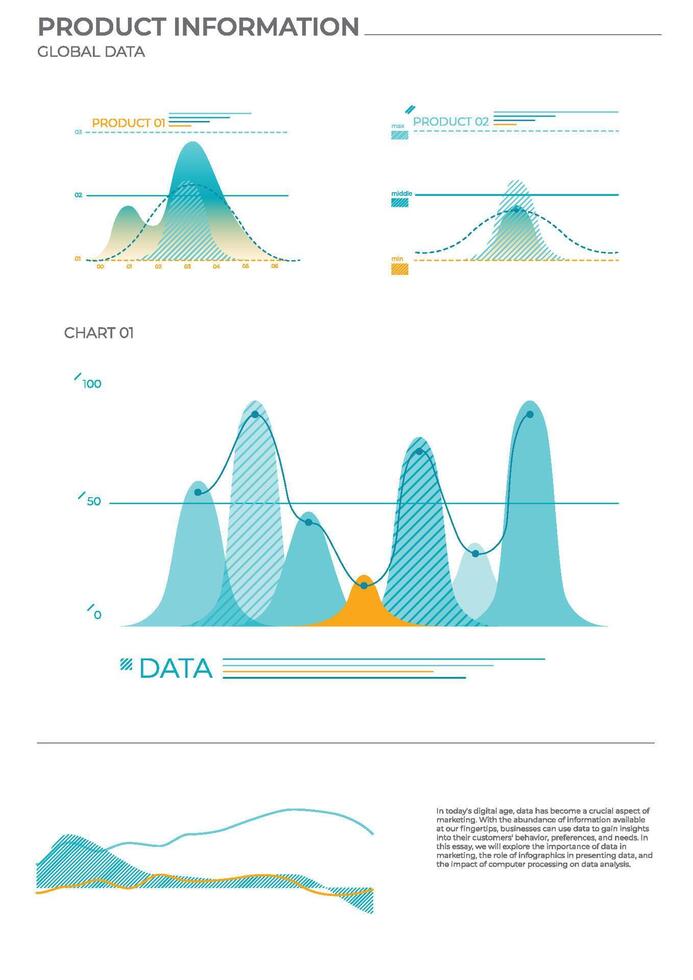 Global data charts in color. Finance elements charts. vector