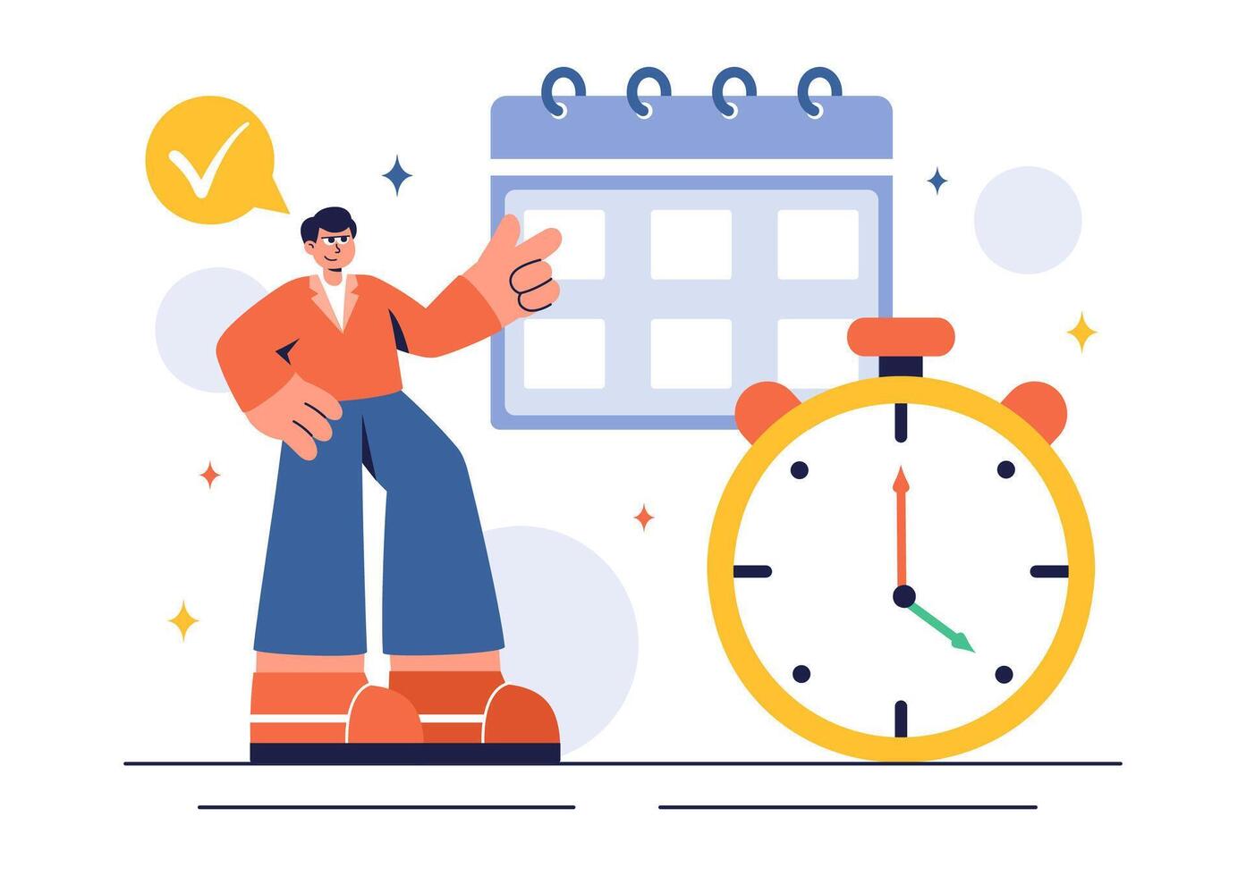 Illustration of Time Management with Training Schedule, Clock, and Task Planning vector