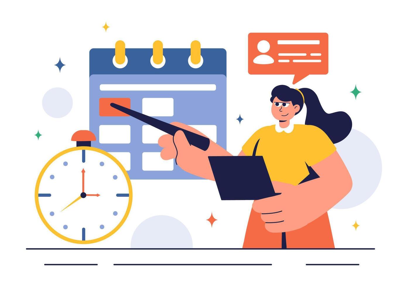 Time Management and Task Organization with Clock and Training Activities vector