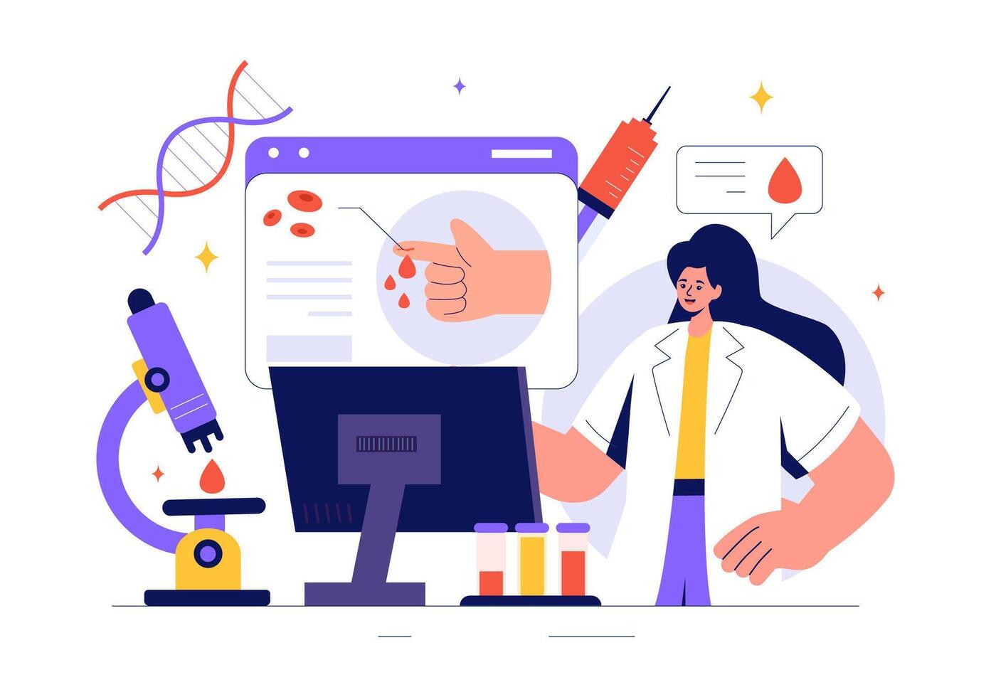 Blood Clotting Disorder Illustration with Doctor Monitoring Hemophilia in a Healthcare Cartoon Background vector