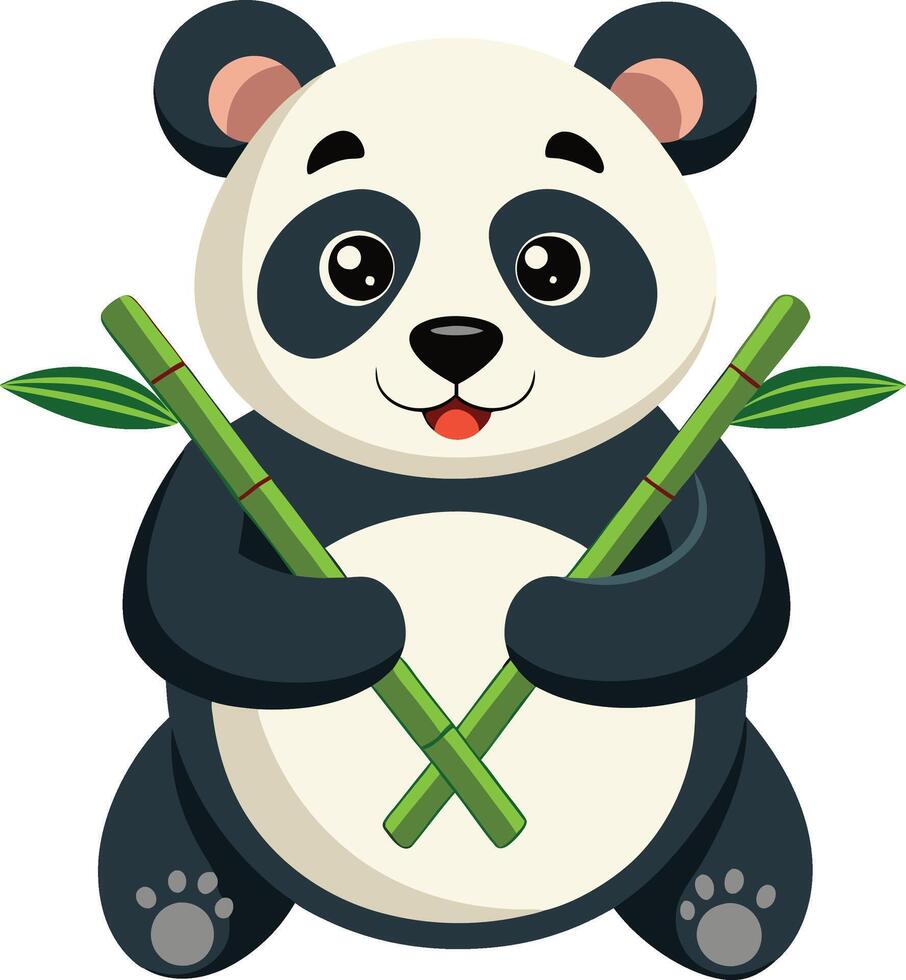 The harmonious connection between a bear and bamboo vector