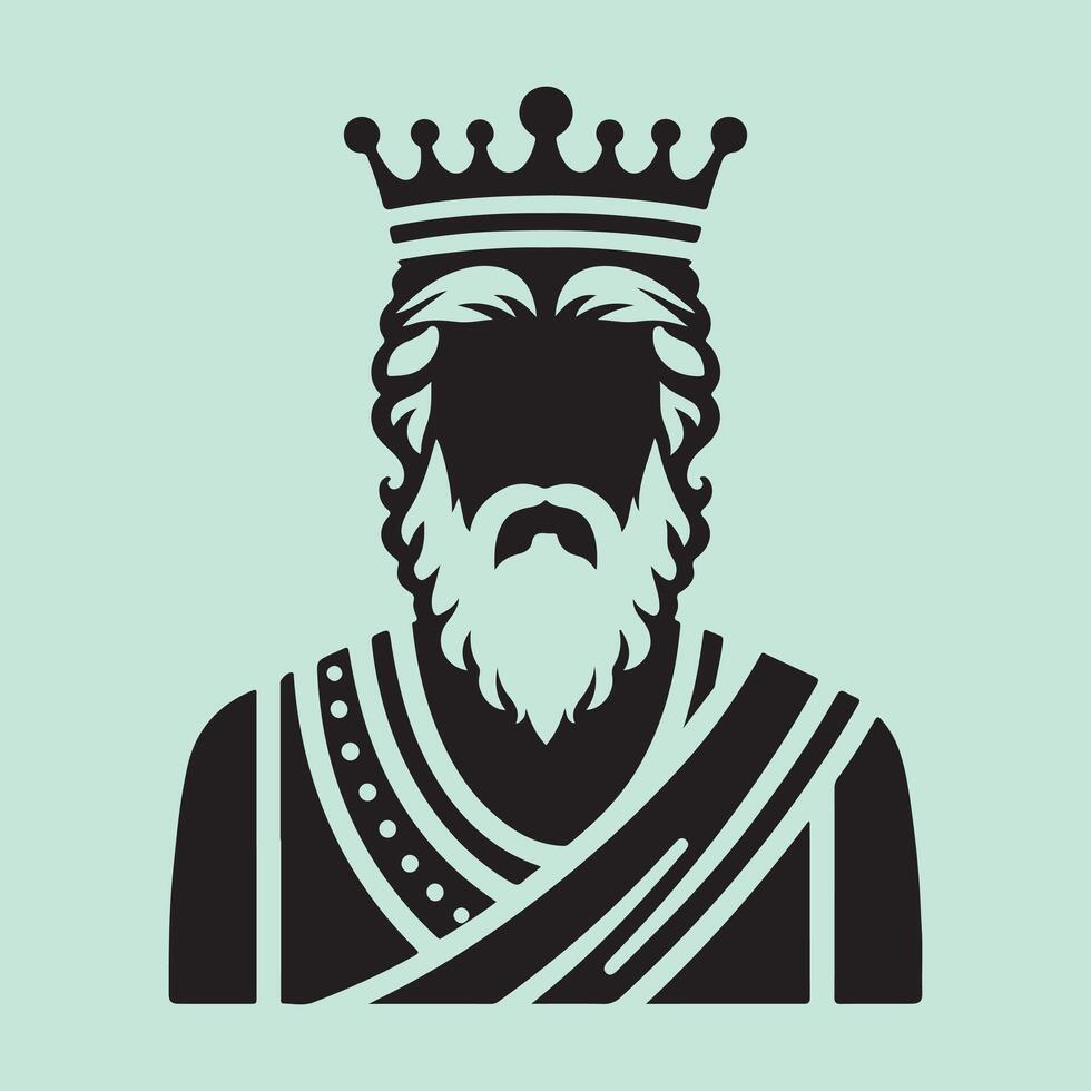 Royal king silhouette with intricate crown design symbolizing sovereignty and grandeur vector
