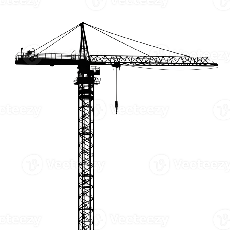 Construction crane isolated on a transparent background with a minimalistic design png