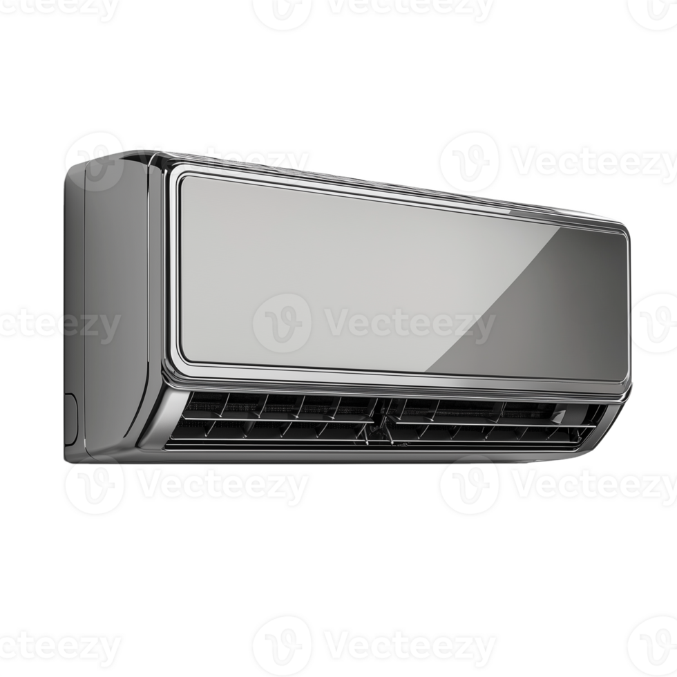 Modern wall-mounted air conditioning unit with a sleek design isolated on a transparent background png