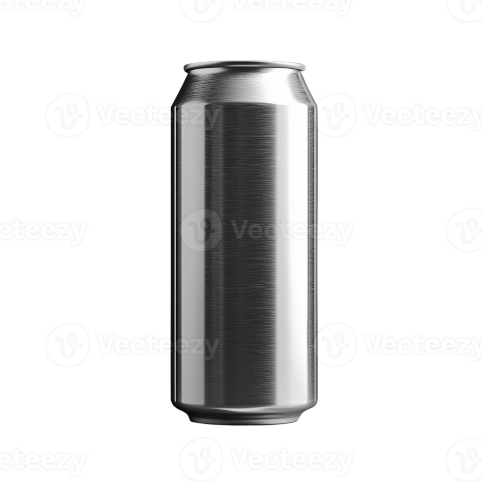 Silver soda can isolated on a transparent background with a sleek design png