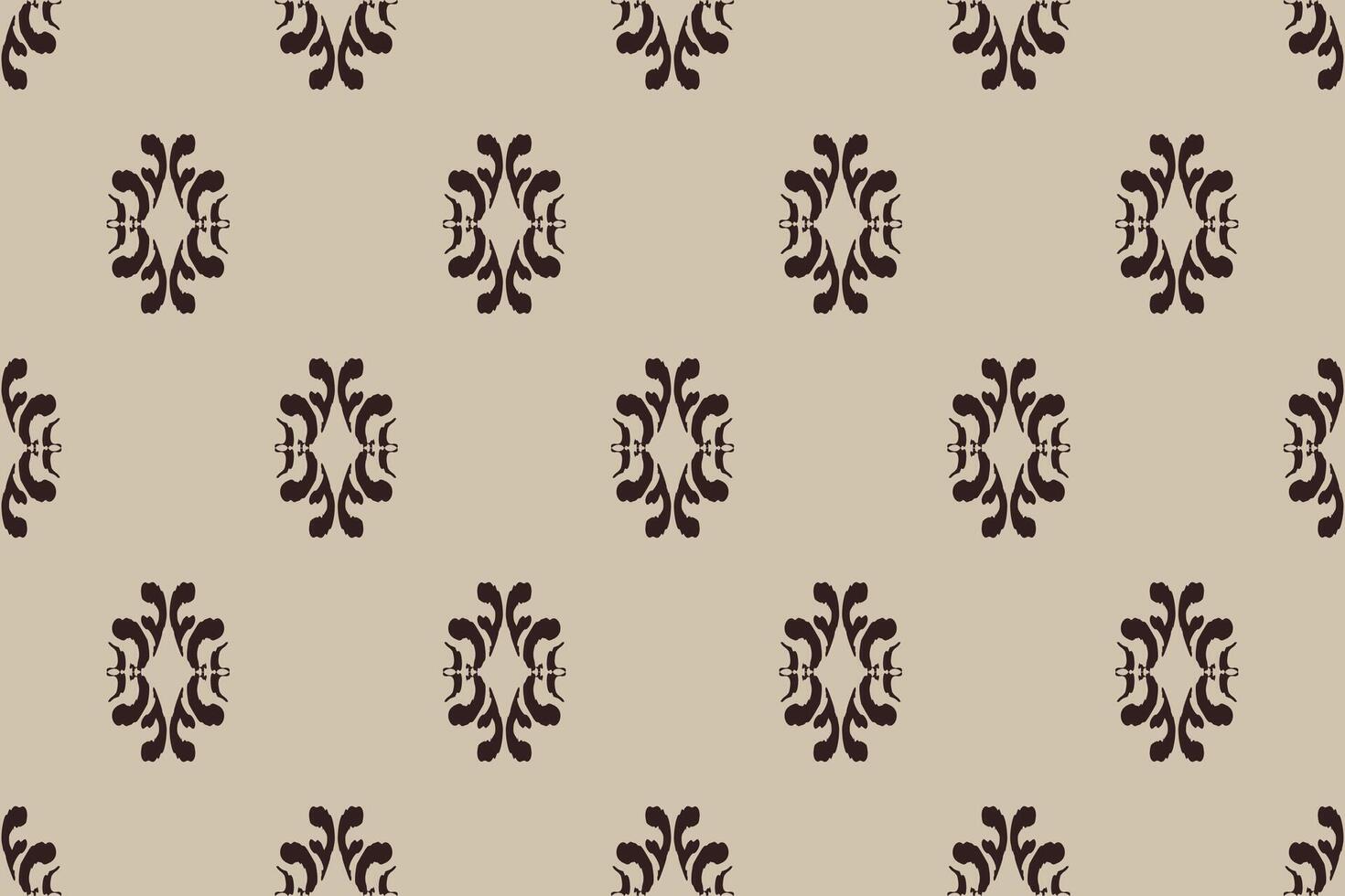 Motifs African boho paisley Floral Ikat pattern embroidery damask. Ethnic ikat floral Ethnic Indian Pattern monochrome color on beige background vector