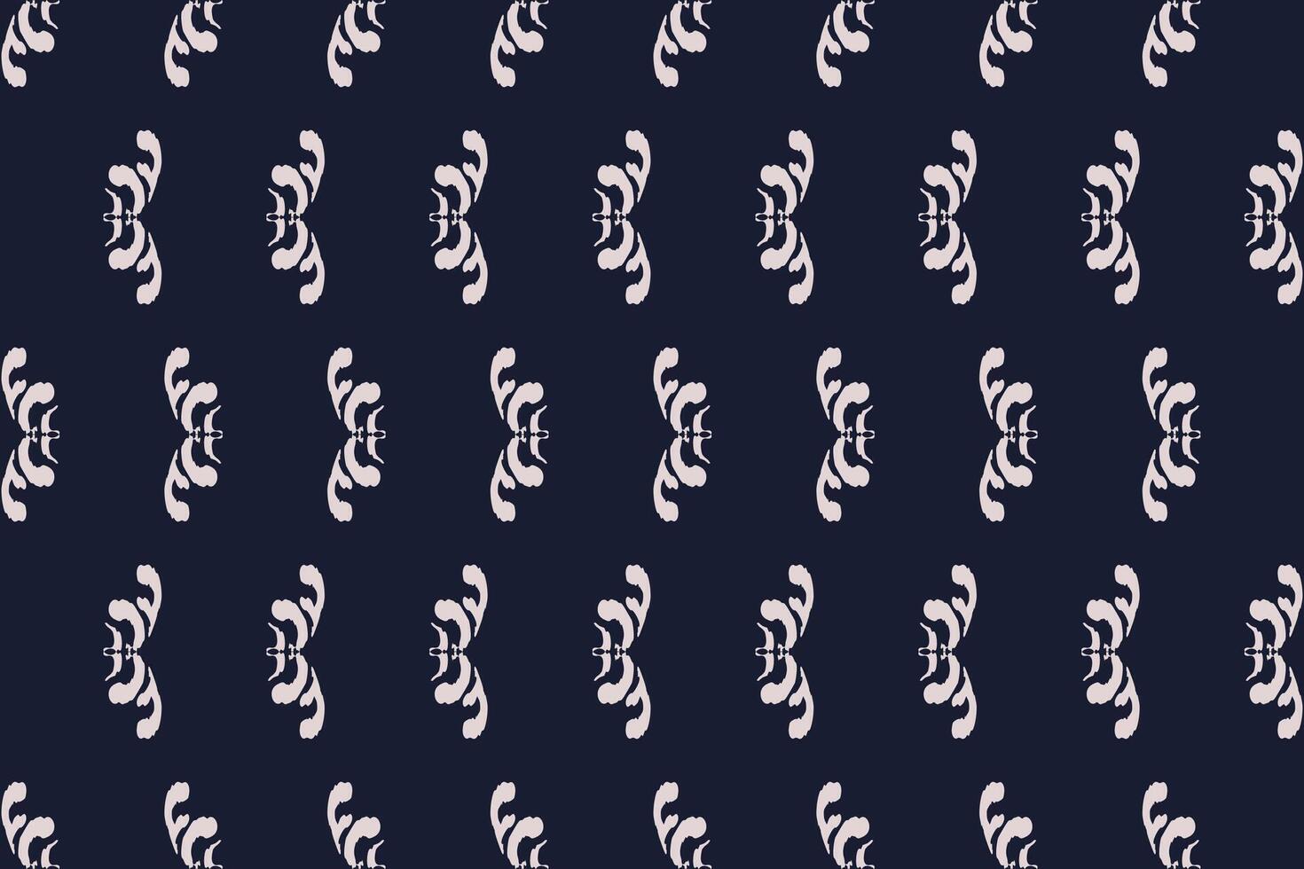 Ethnic ikat floral Ethnic Indian Pattern Ikat pattern Ethnic Pattern.Damask indian floral Aztec embroidery border seamless patterns. white on blue indigo backgorund vector