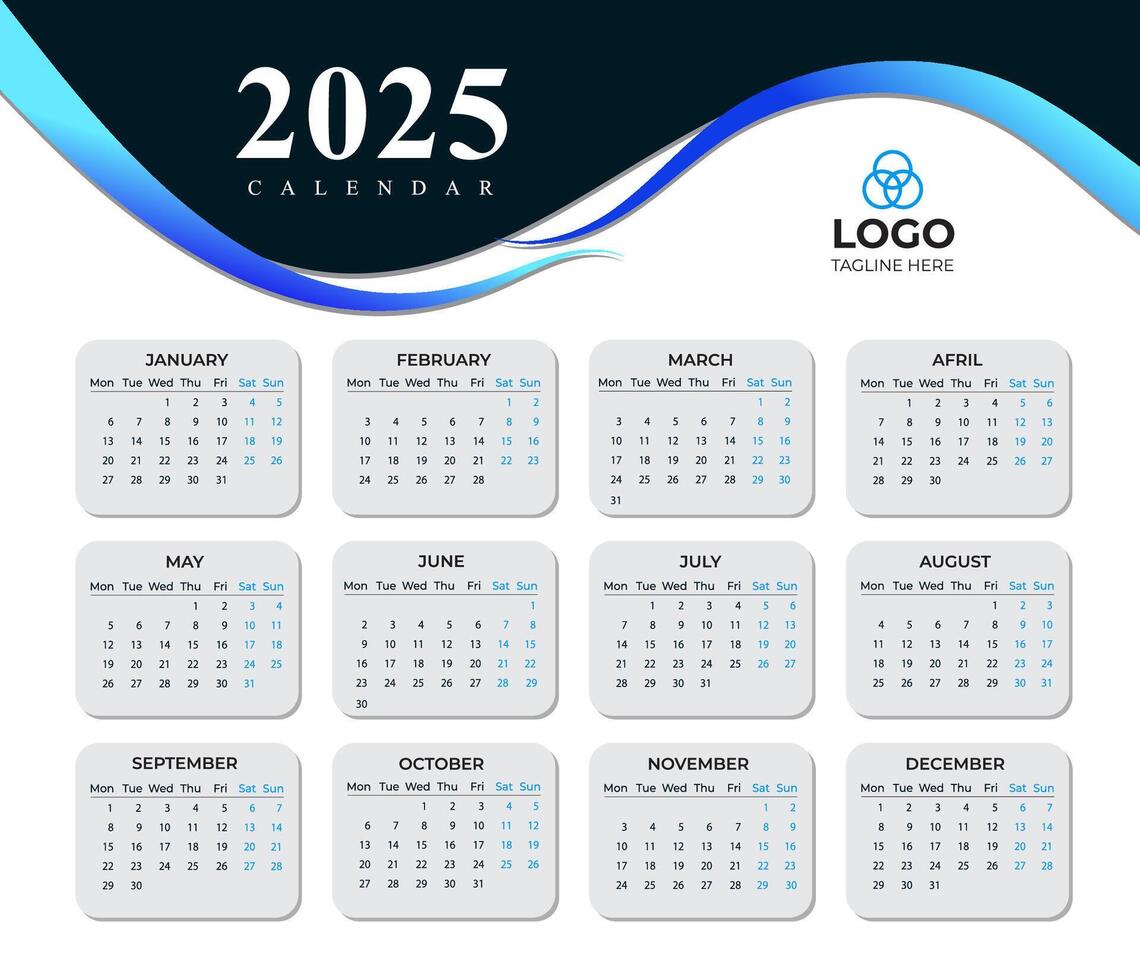 2025 Wall Calendar Inspiring Layouts for a Productive Yea vector