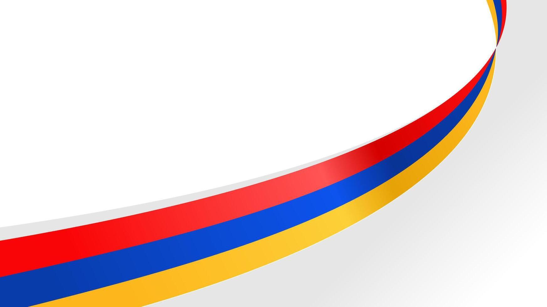 Curved ribbon with flag of Armenia on white background with copyspace vector
