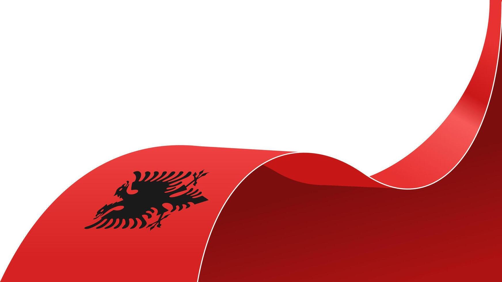 waving Albania flag ribbon background with copy space for text. for albania national day vector