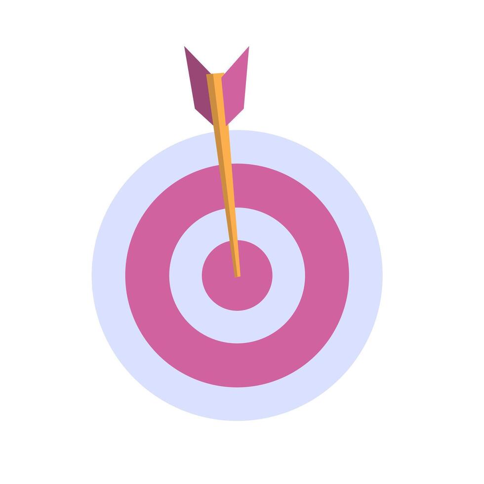 Pink target with yellow and pink arrow in center suitable for marketing, strategy, goals, success concepts in bright and cheerful designs vector