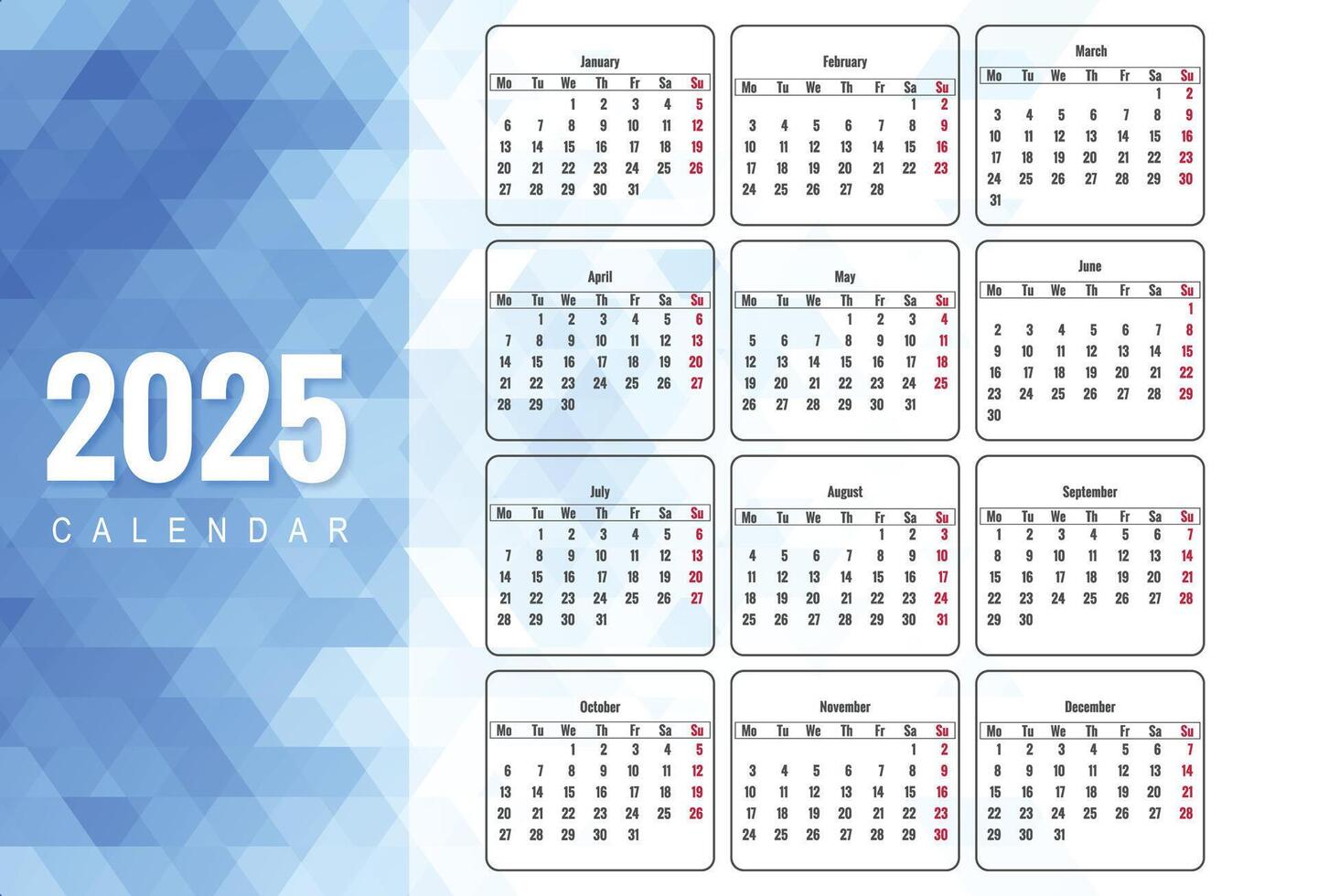 Beautiful geometric style 2025 new year calendar background vector