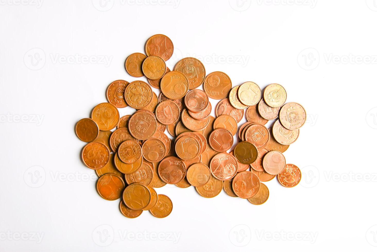Euro coins of different denomination released by Latvia photo