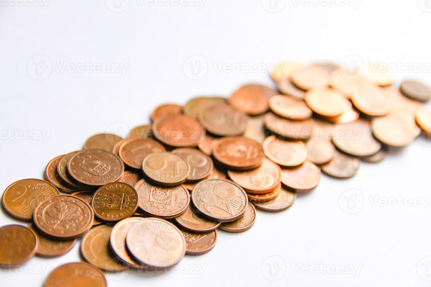 Euro coins of different denomination released by Latvia photo