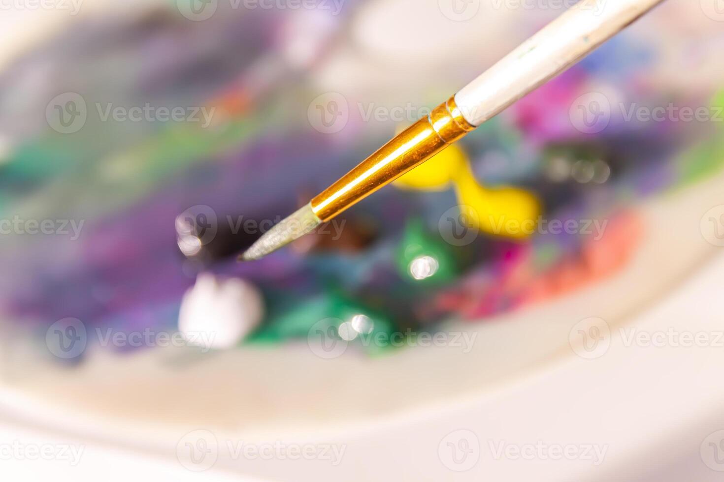 Art palette with oil paints photo