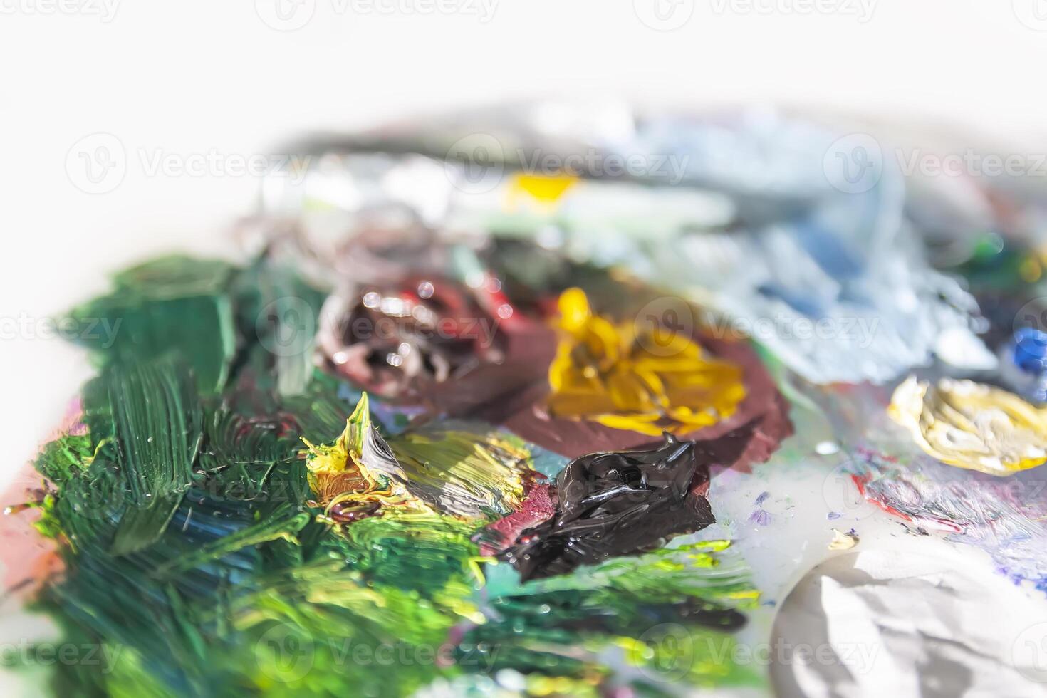 Art palette with oil paints photo