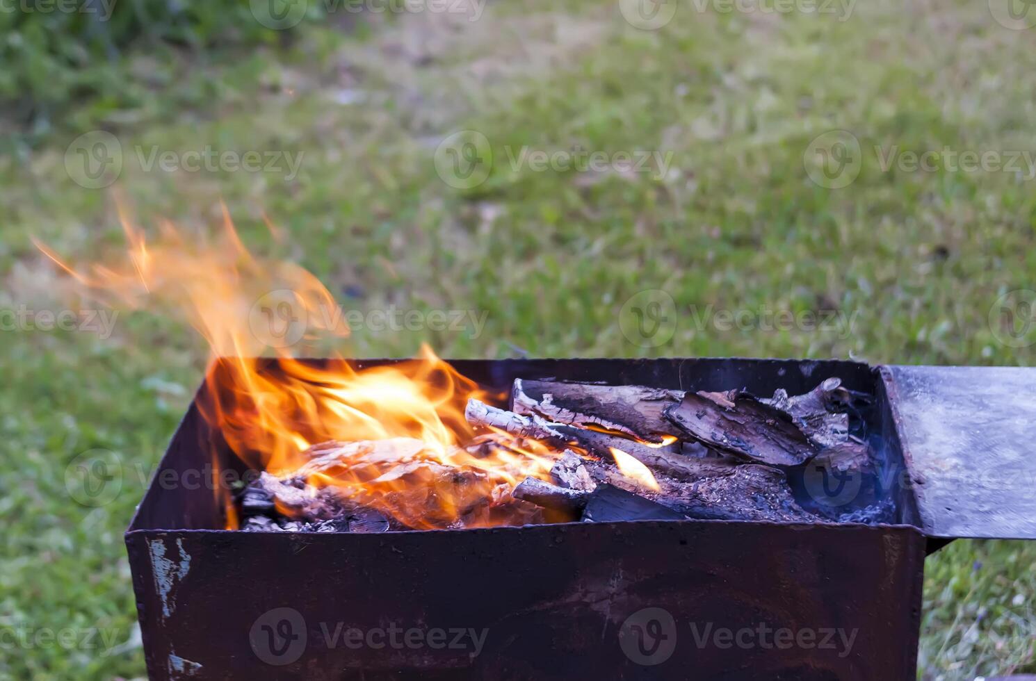 Flame of fire burning in the brazier photo