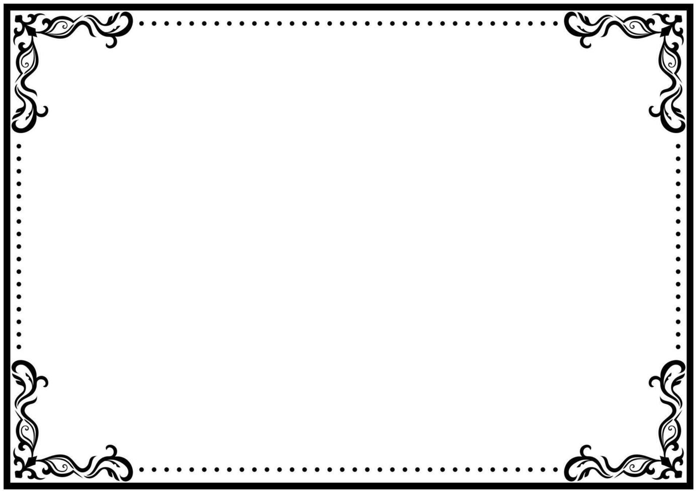 Black vintage frame on leg background, certificate, greeting card, A4 vector