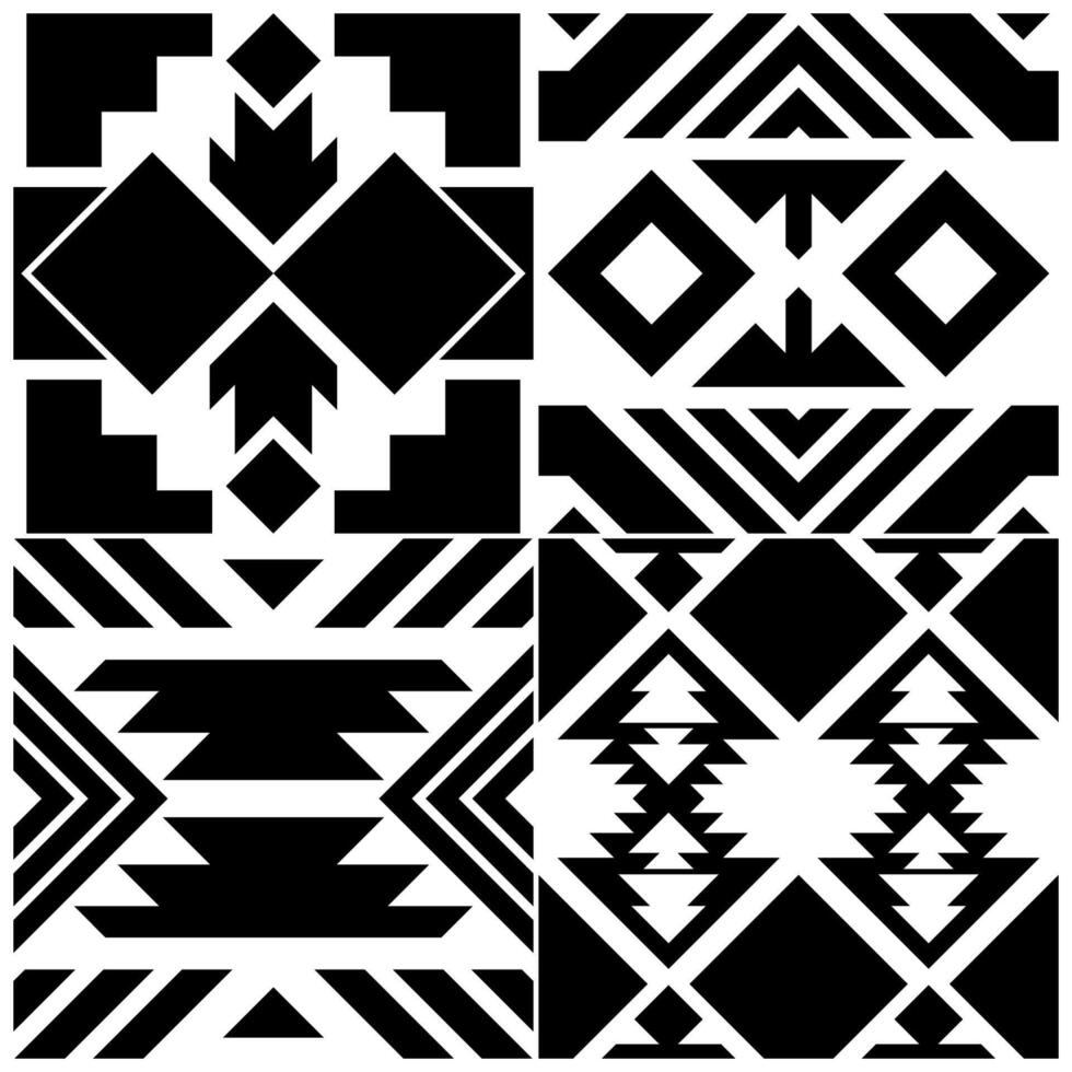 Geometric square box, seamless abstract pattern, ethnic tribal design. Navajo vector