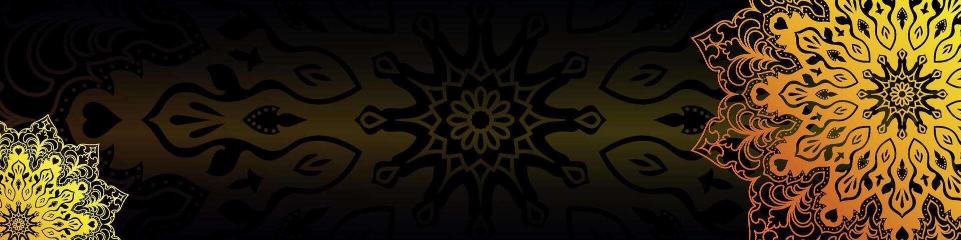 Golden mandala template, black background, pattern texture. vector