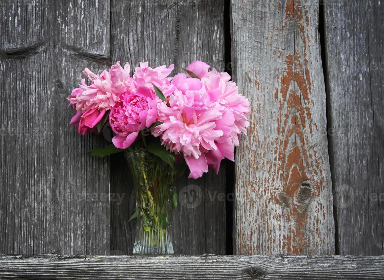 Bouquet of peony flowers photo