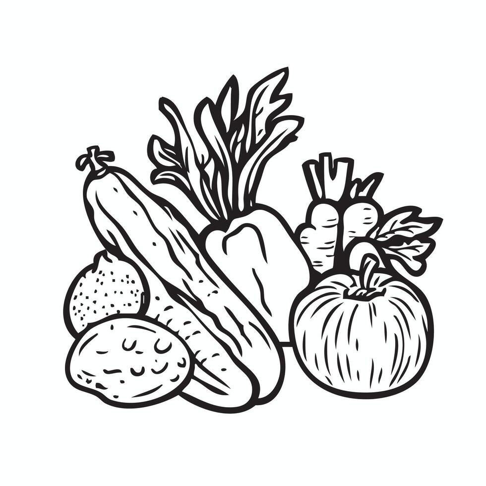 Vegetables logo, Vegetables drawing vector