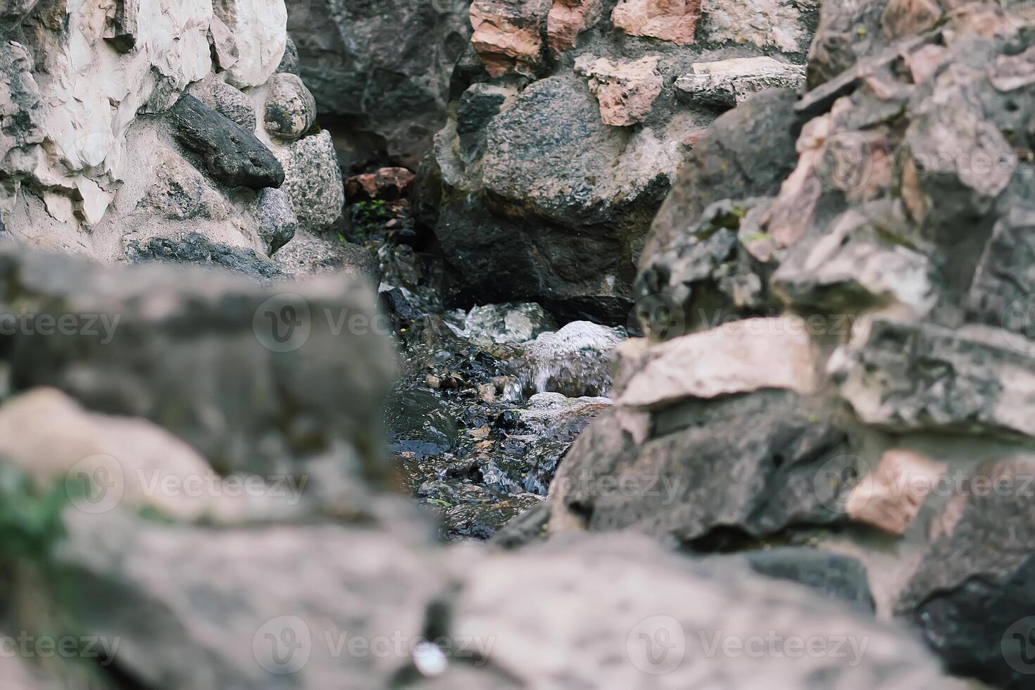 Flowing water on Bastion hill in Riga, Latvia, East Europe photo