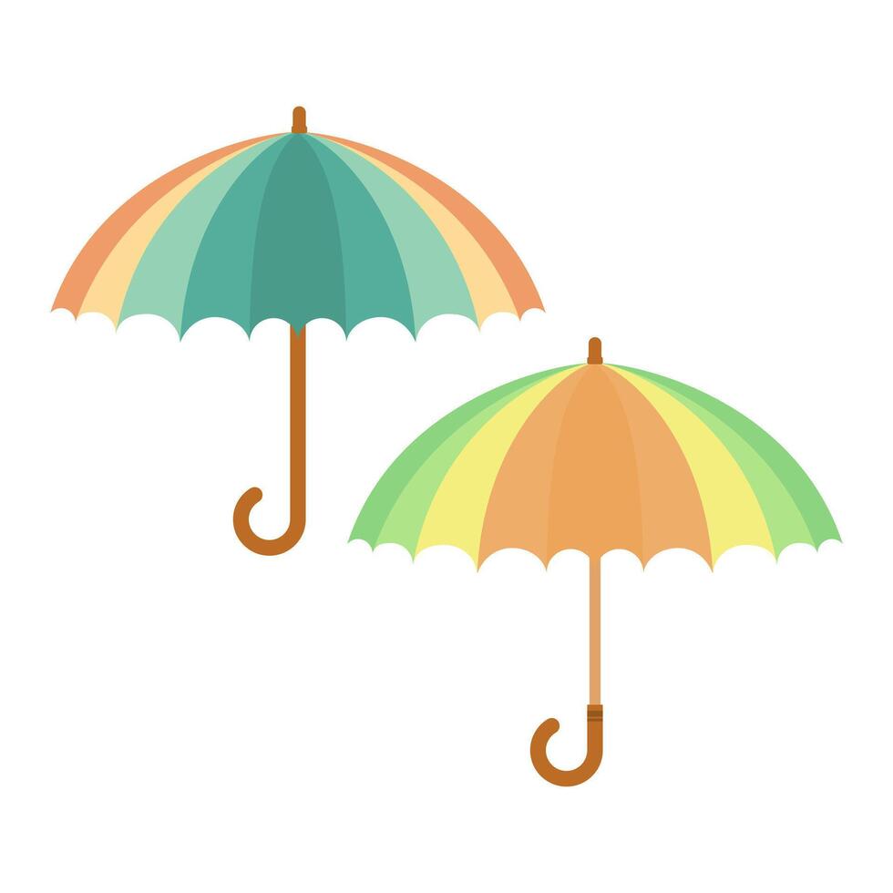 Colorful Umbrella Protection from Rain . Colorful Open Umbrella Design. Umbrella Accessories. vector