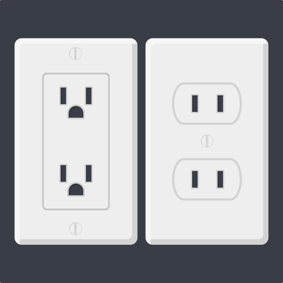 White Electric Socket . Wall Socket Illustration. Power Electrical Socket. vector