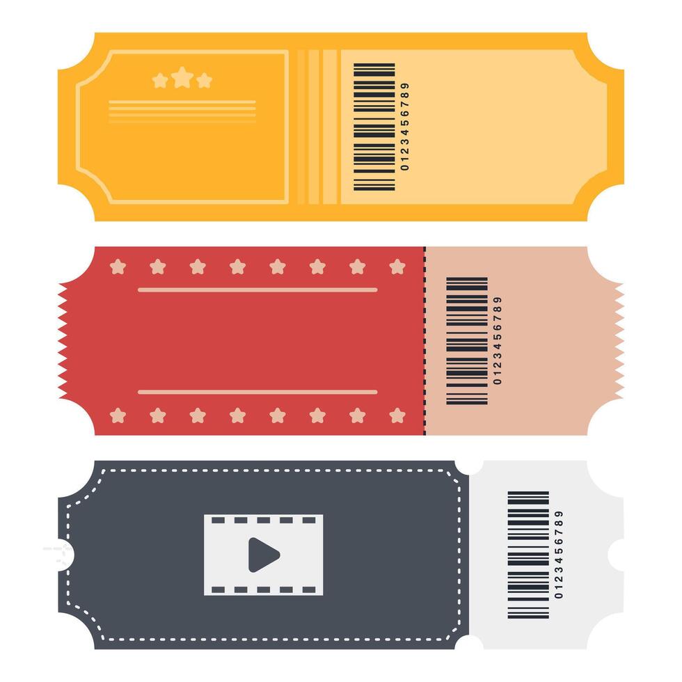 Concert Ticket Design with Barcode. Movie Ticket. Entertainment Performance Ticket. vector