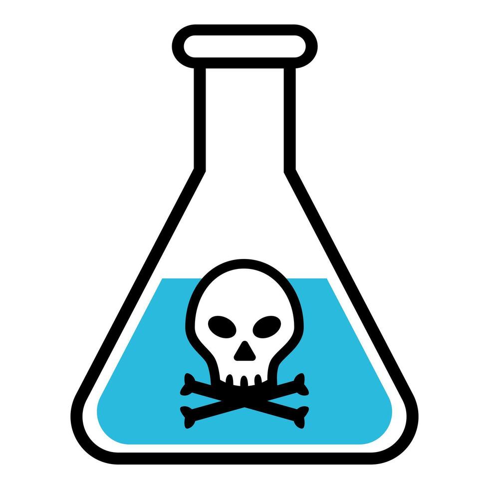 beaker with a warning symbol. chemical safety vector