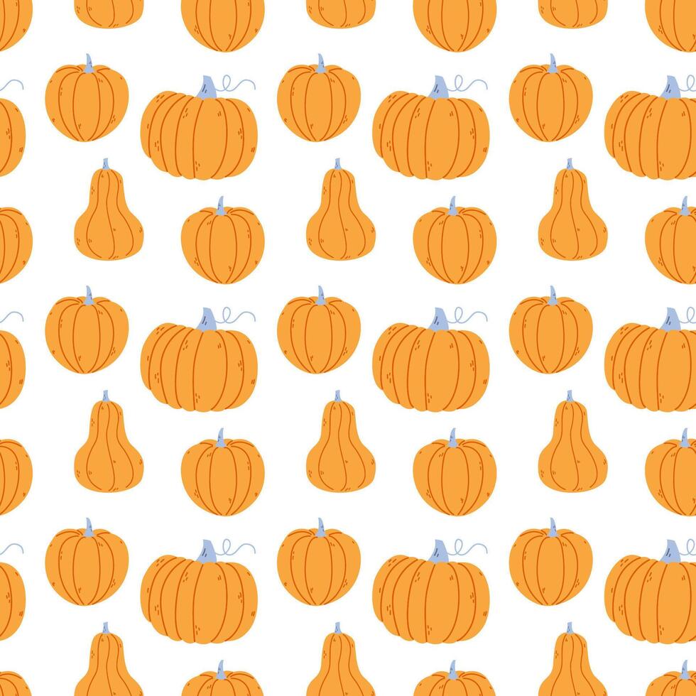 seamless pattern with cute pumpkins vector