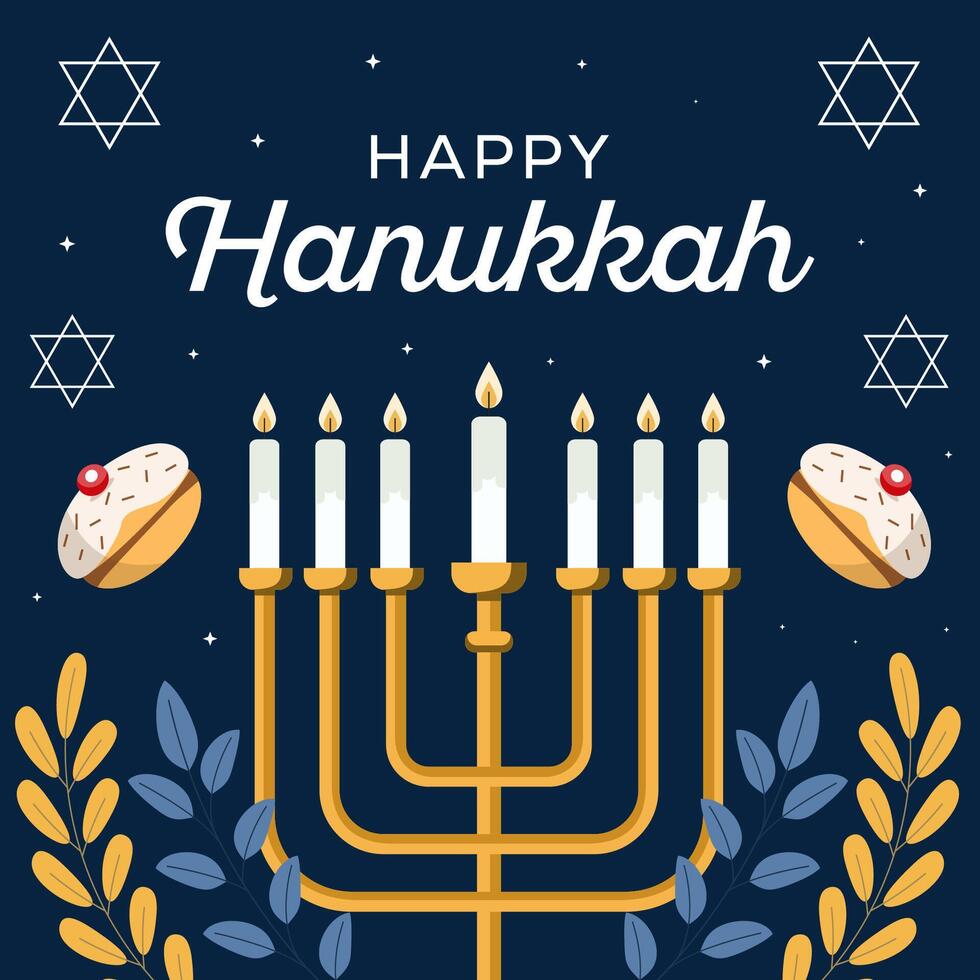 illustration in flat design for celebrate hanukkah vector