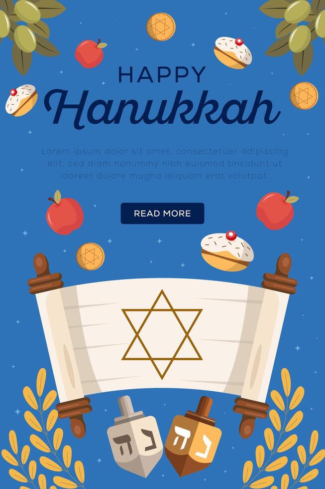 vertical banner illustration for hanukkah jewish festival vector