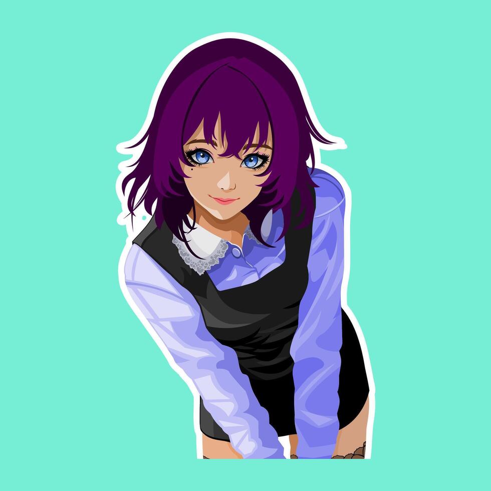beautiful school girl in anime style vector