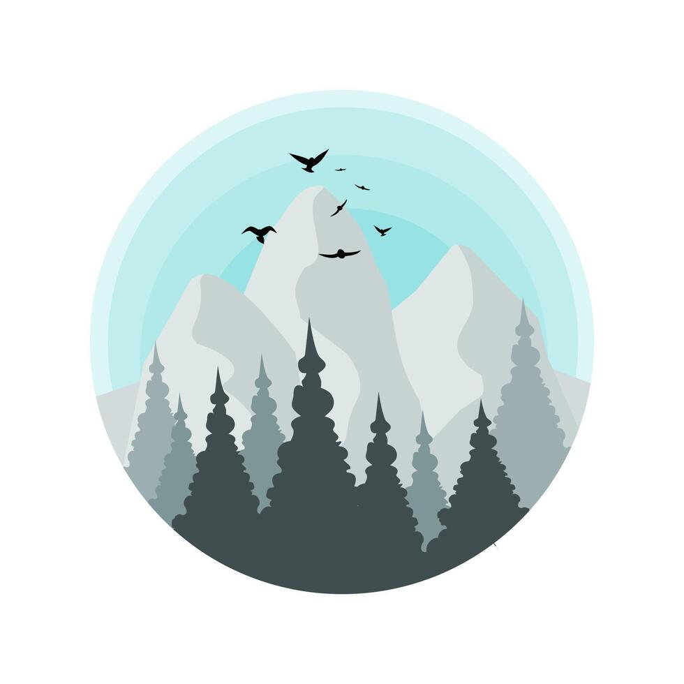 illustration of birds and nature in retro style vector