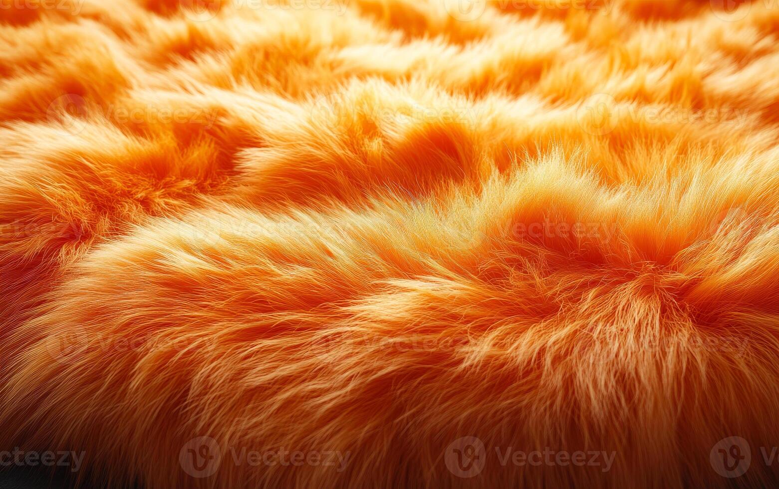 The fur is orange and fuzzy. It looks like it's from a cat. The fur is very thick and has a lot of texture photo