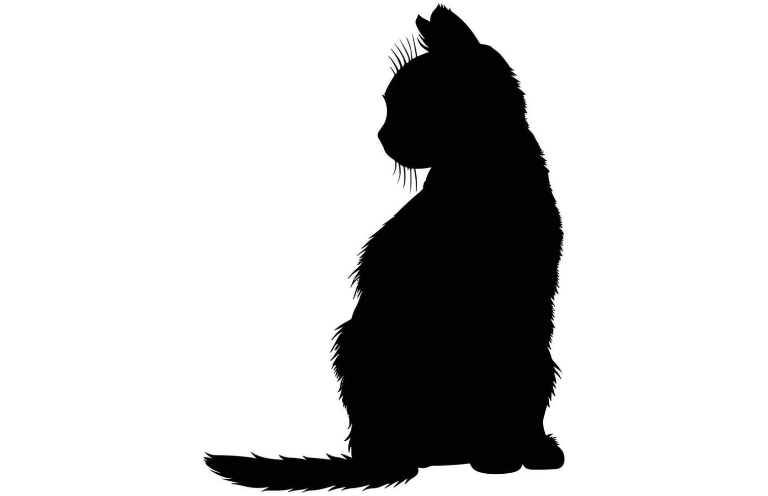 Cute Kitten Silhouette in Black on isolated white background. vector