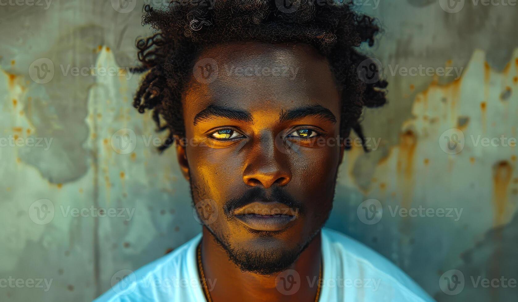 A man with a beard and dreadlocks is wearing a white shirt and looking at the camera. The image has a casual and relaxed mood, as the man is posing for a photo