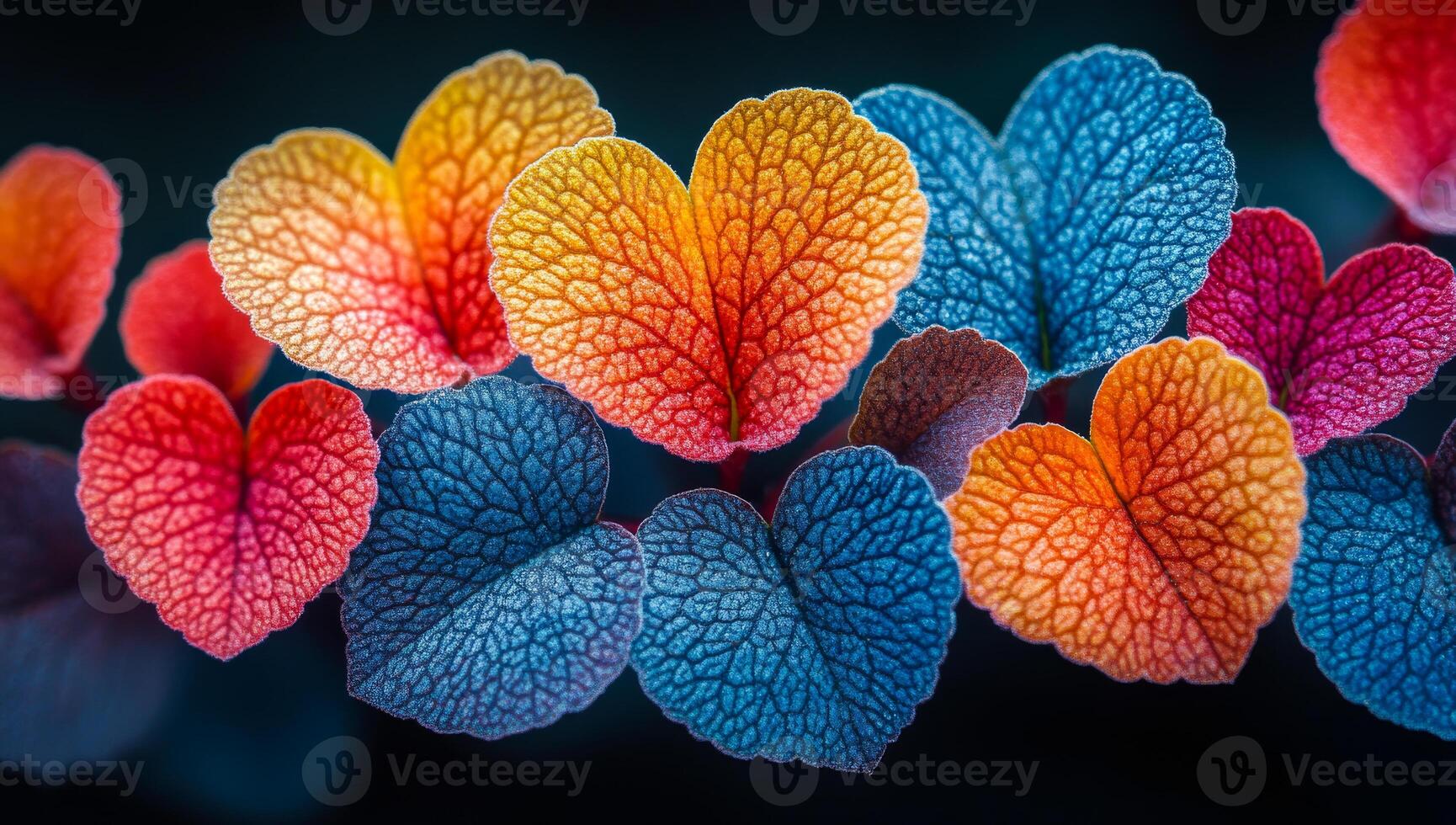 A colorful leafy plant with many different colored leaves. The leaves are arranged in a way that they look like hearts photo