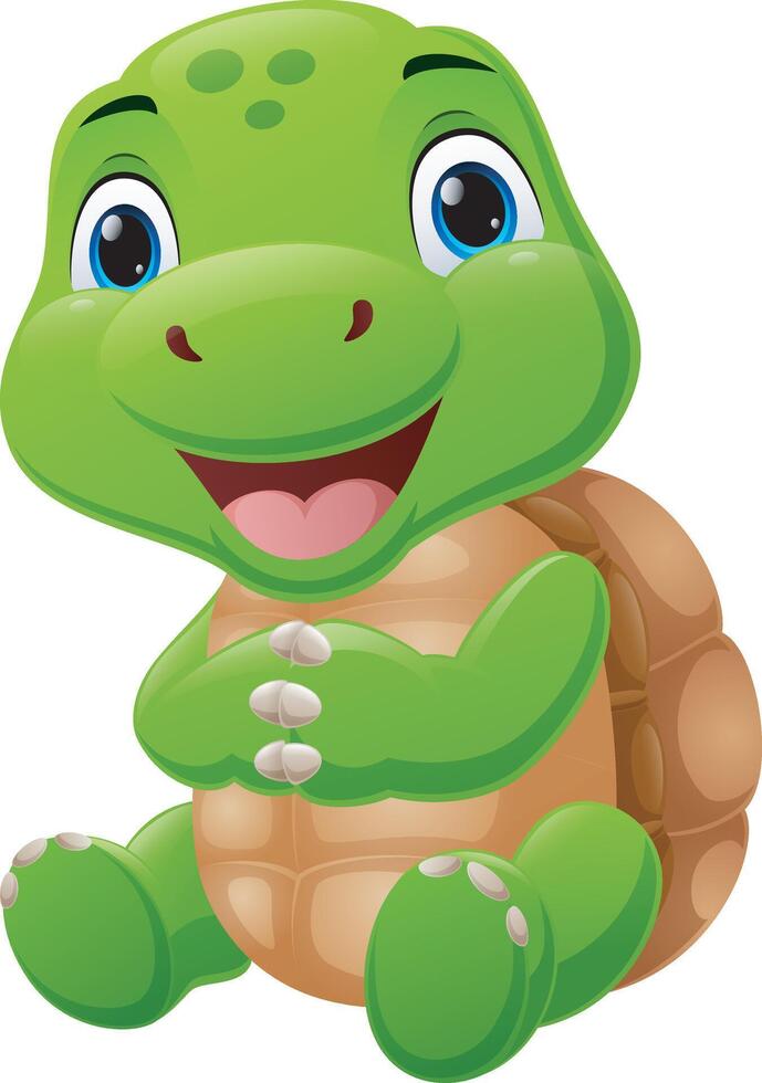 Cute baby turtle cartoon sitting vector