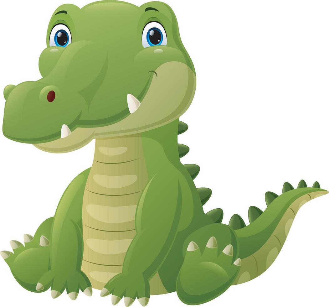 Cute baby crocodile cartoon sitting vector