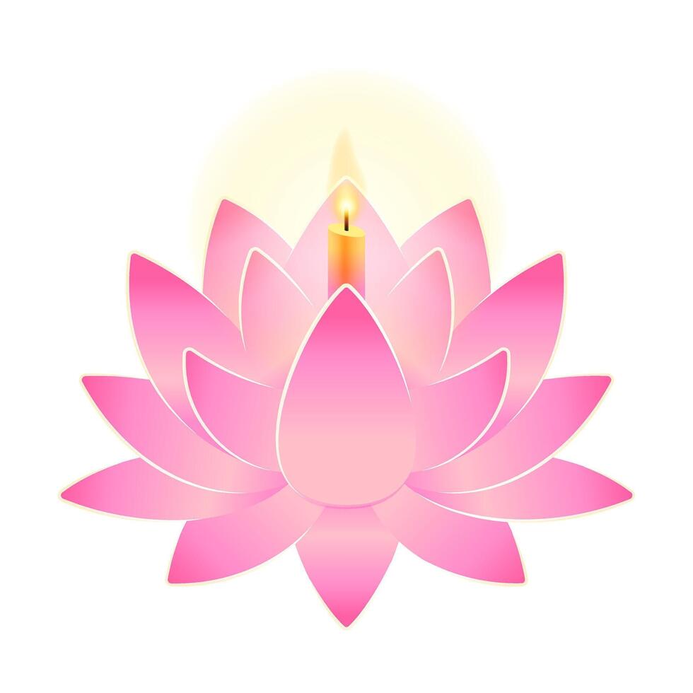 lotus flower with candles for greeting loy krathong vector