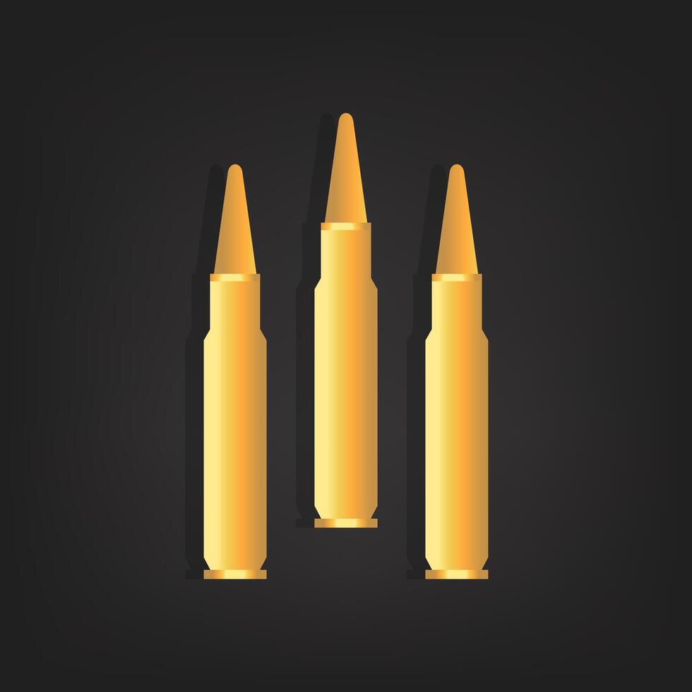 Realistic bullets lying on a black background illustration. vector