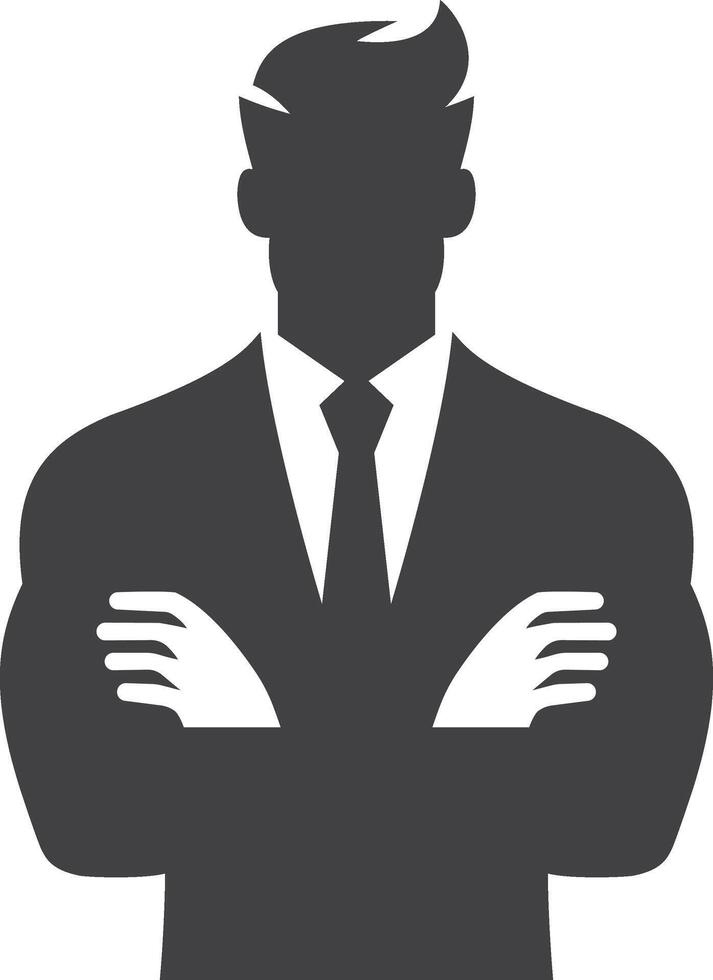 silhouette of a man in a suit with crossed arms vector